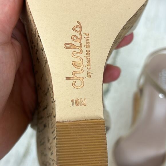 Charles David Women’s 10 Tan Lambert Cork Wedge Open Toe Sandals NEW - Picture 8 of 9